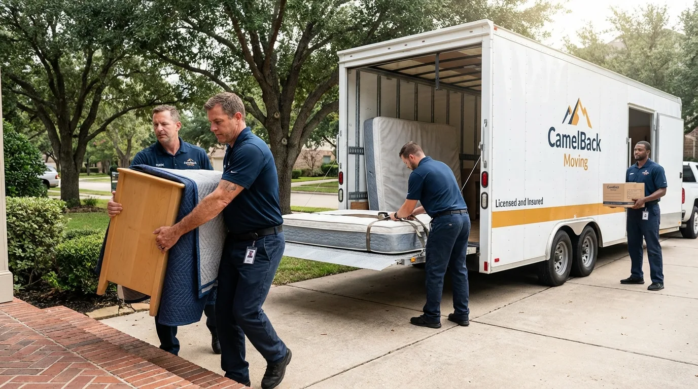 Crew loading residential truck for cross-state move from Yankton, SD