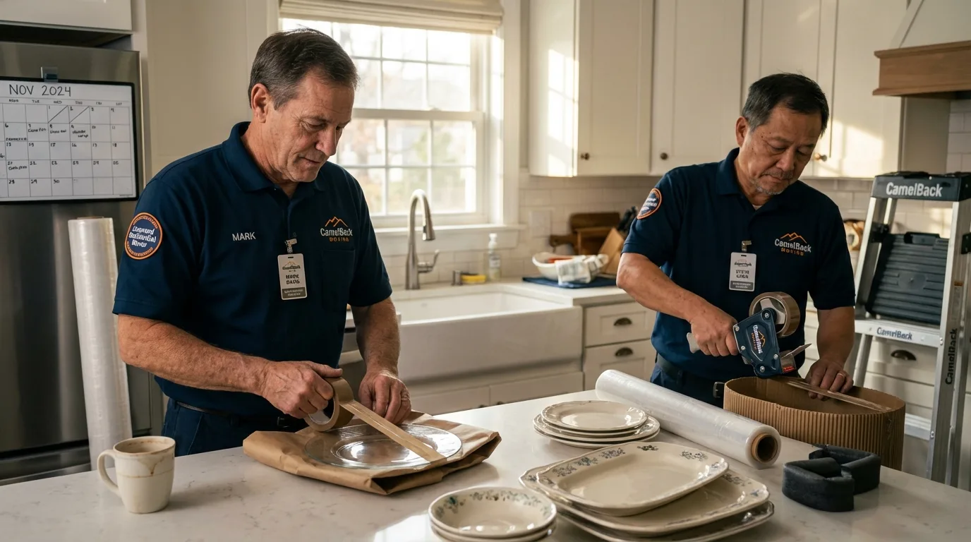 Professional crew packing kitchen dishware in Yankton, SD